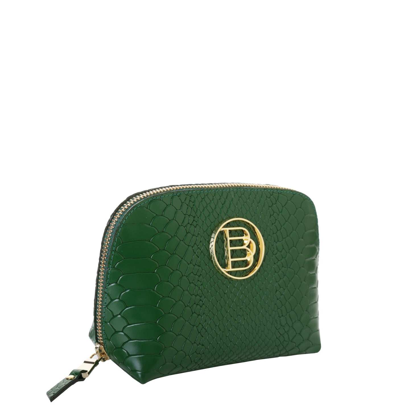 GREEN leather women's cosmetic bag