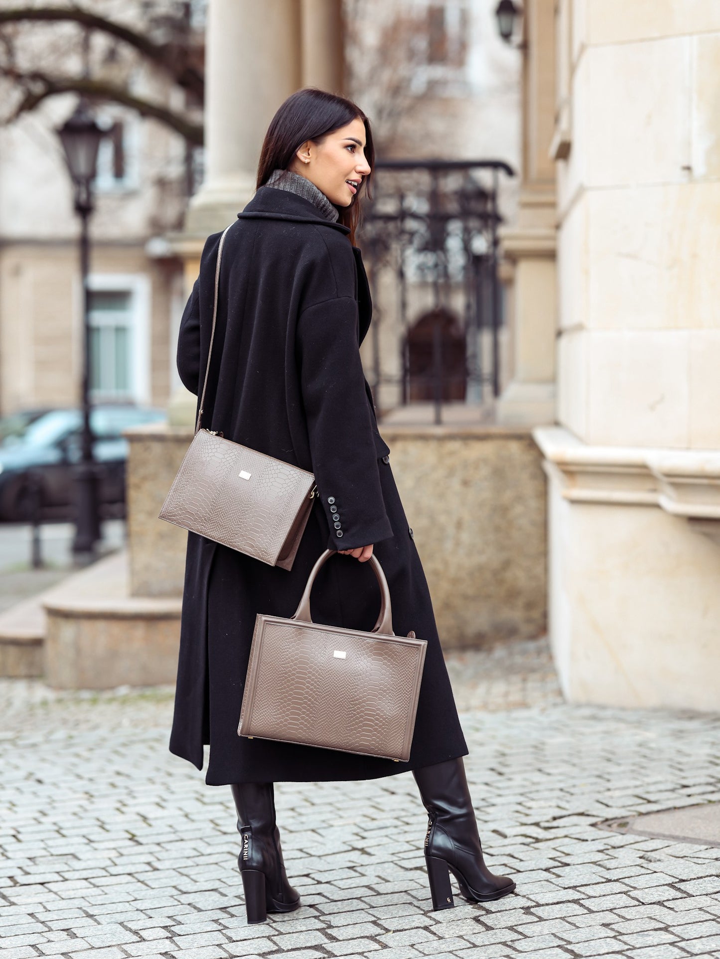 Bolso de mano mujer Ana mocca de piel