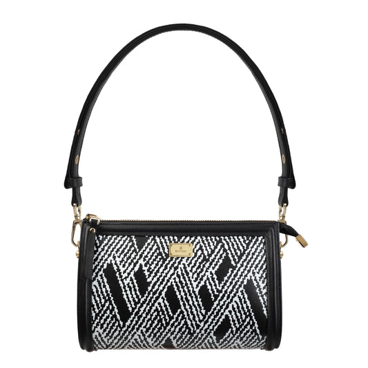 Flammy Stamp wool black women's leather handbag