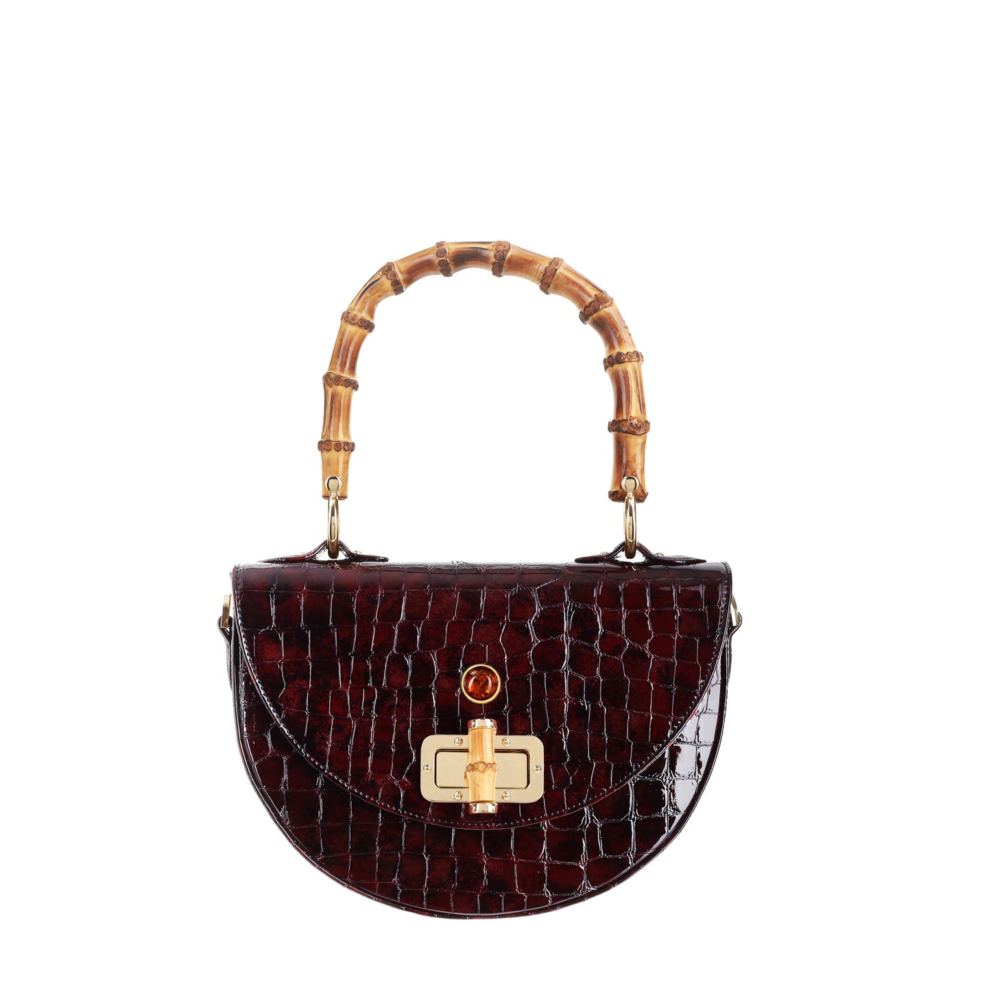 Amber mosaic claret leather women's handbag