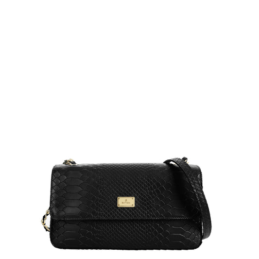 BUFFY BLACK women's leather handbag