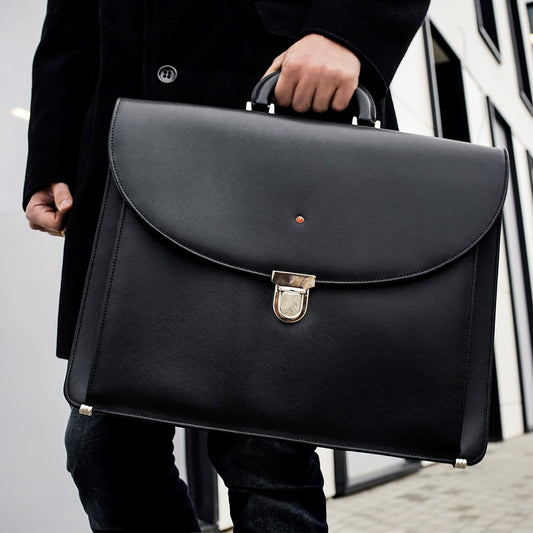 M artico black leather business briefcase